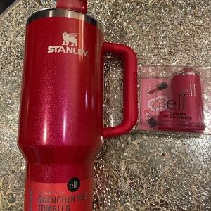 Stanley Red and E.L.F Tumbler with lip oil holder
